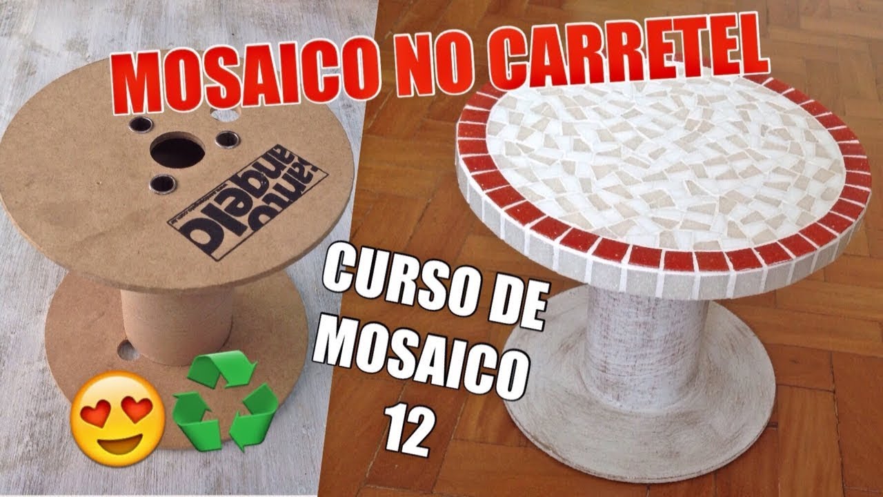 Como fazer mosaico em carretel  - Curso de MOSAICO 12