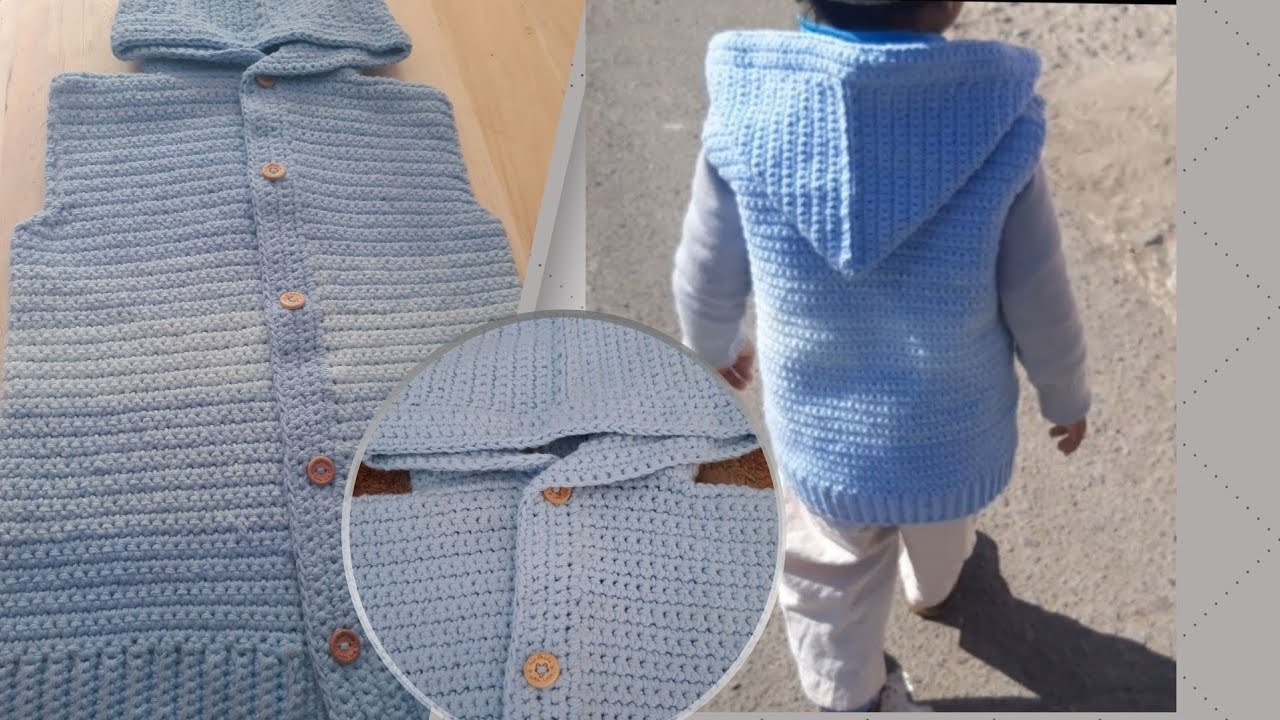 COMO TEJER CHALECO a CROCHET🧥 para NIÑOS-NIÑAS en (punto bajo) MUY FAClL- Children's knitted VEST