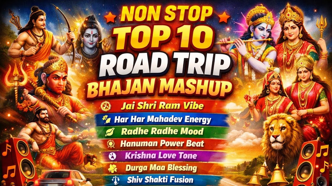 🚩 Non Stop Top 10 Road Trip Bhajan Mashup Lyrics 🚩 || Top 10 Best Bhajan Video 