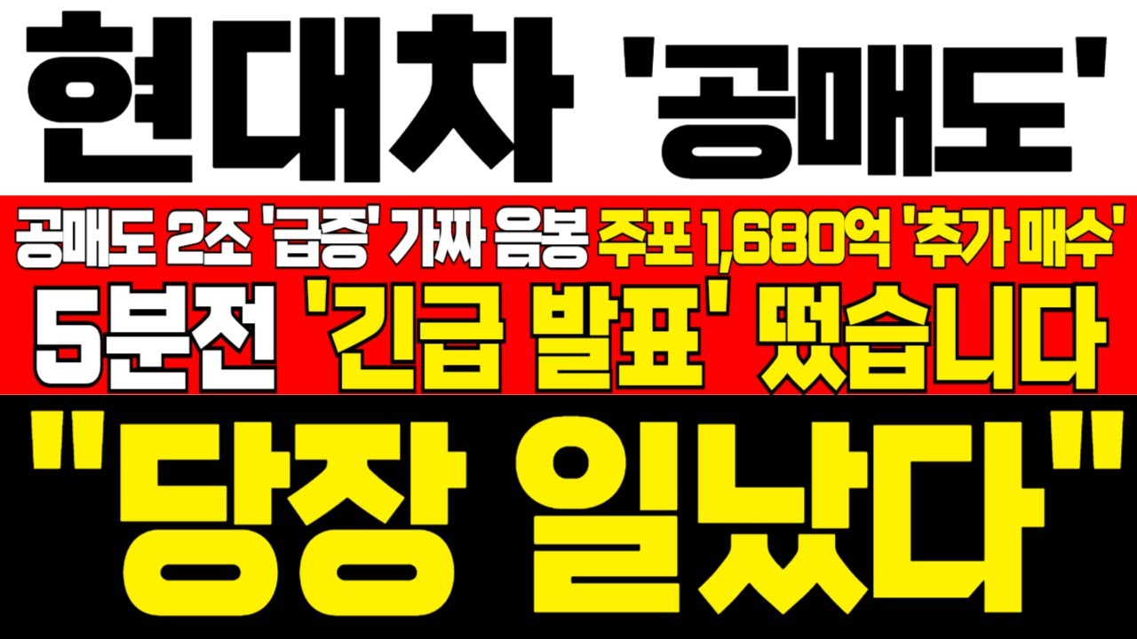 [현대차 주가전망] 미노출 - *5분전 속보* 공매도 2조 급증! 가짜 음봉 주포 1680억 추가 매수! 하락 구간이 기회인 이유! !대응필수 !완벽분석