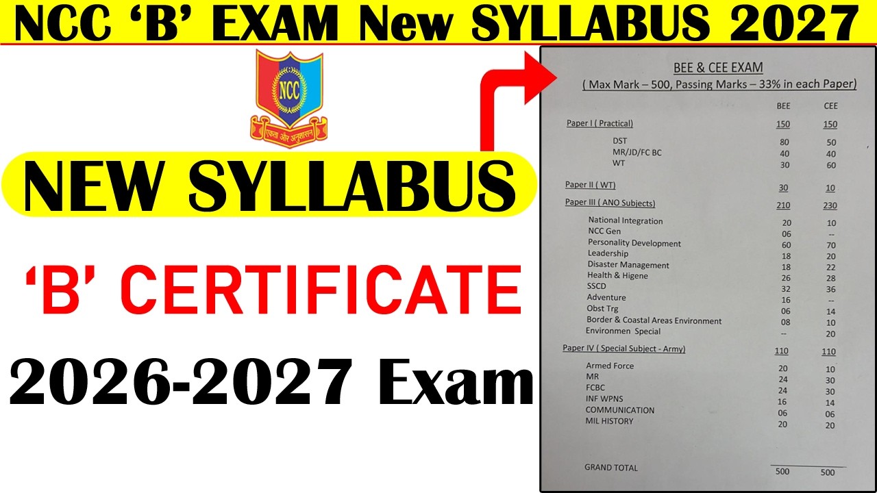 ncc b certificate new syllabus 2027 | ncc b exam 2026-2027 | ncc b certificate syllabus 2027 | #ncc