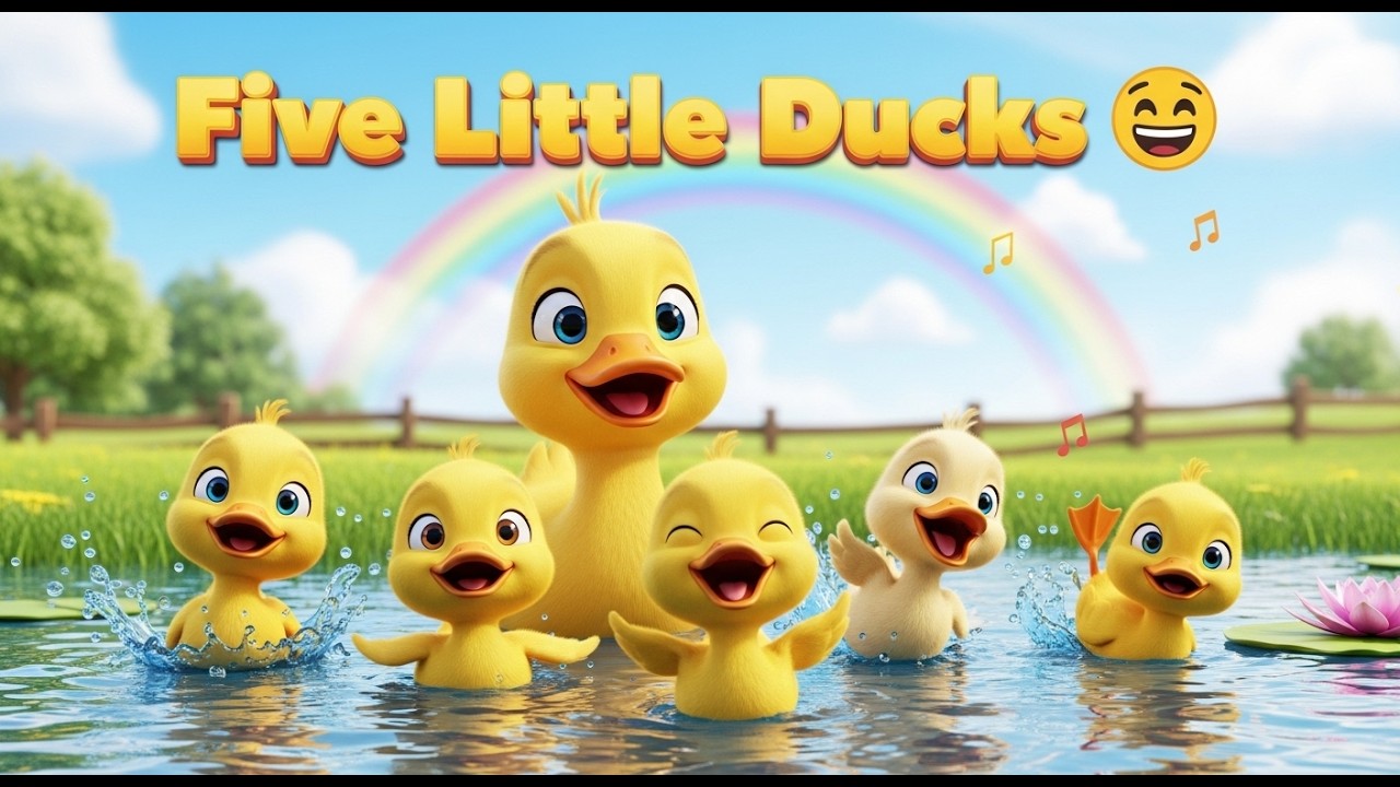 Five Little Ducks 🦆 | Nursery Rhymes & Kids Songs | 3D Animal Songs for Toddlers | 3D Animated