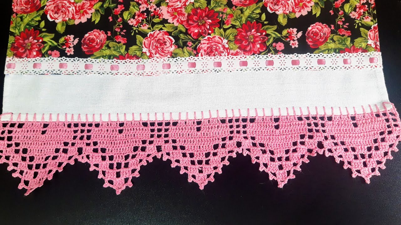 #02/23 RH 💕 BARRADO DE CROCHÊ PARA PANO DE PRATO FÁCIL RÁPIDO E ECONÔMICO