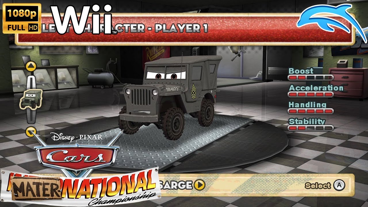 Cars Mater-National Championship | Sarge Wii HD Gameplay (Dolphin)