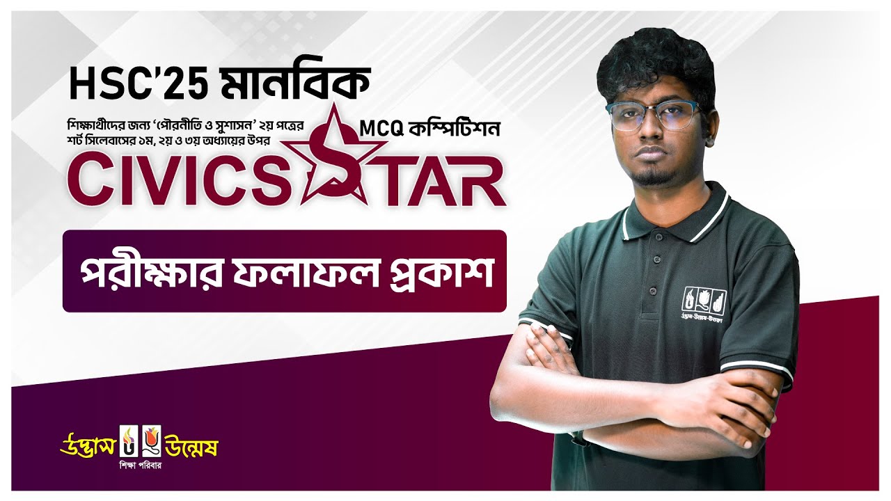 MCQ কম্পিটিশন CIVICS STAR পরীক্ষার ফলাফল প্রকাশ | উদ্ভাস