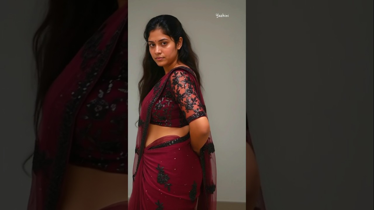 How to style like Yazhini ❤️🥻 |   Wine Red Net Saree with embroidered and sequin black Blouse