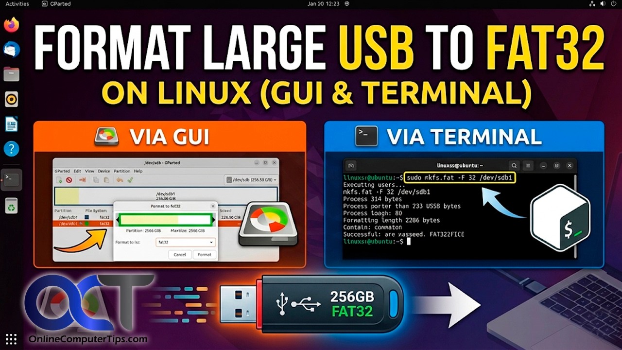 2 способа отформатировать USB-флешку большой емкости в Linux в формате FAT32