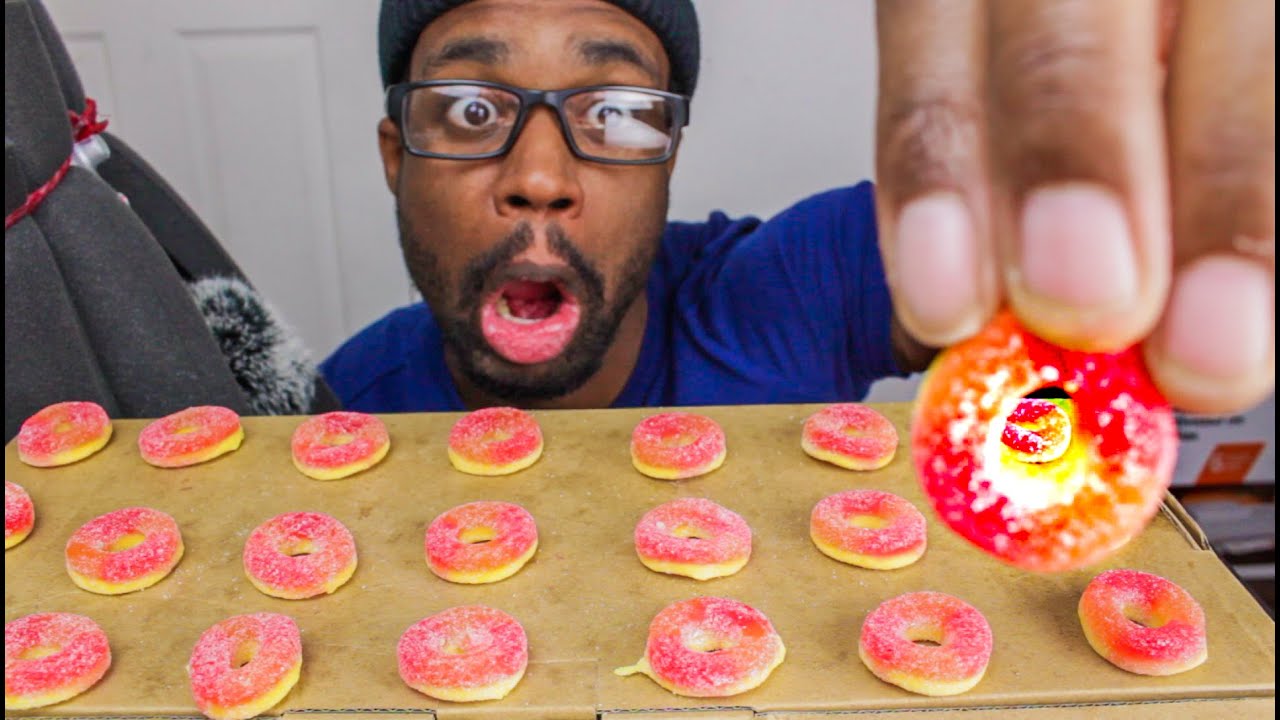 ASMR EATING TROLLI PEACH RINGS GUMMY CANDY | ASMR TY | MUKBANG