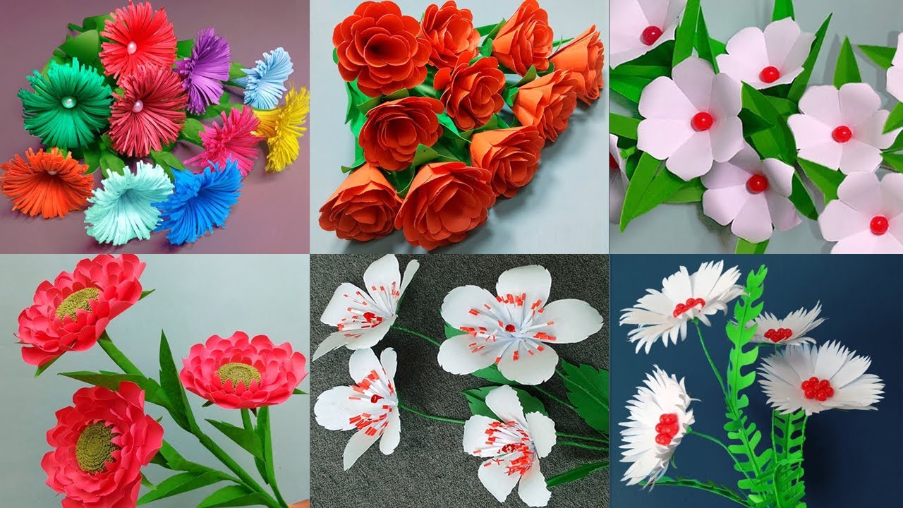 Best 6 Easy Paper Flowers Making for Home Decor | DIY Flower