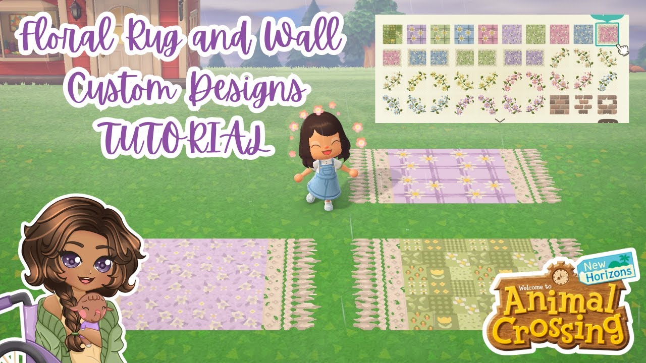 Floral Rugs, Wallpapers Custom Code Design Tutorial! ACNH #acnhhardmode