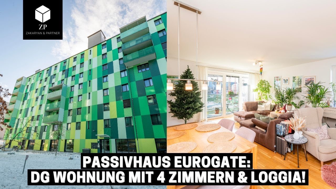 Passivhaus Eurogate: DG Wohnung mit 4 Zimmern und Loggia!