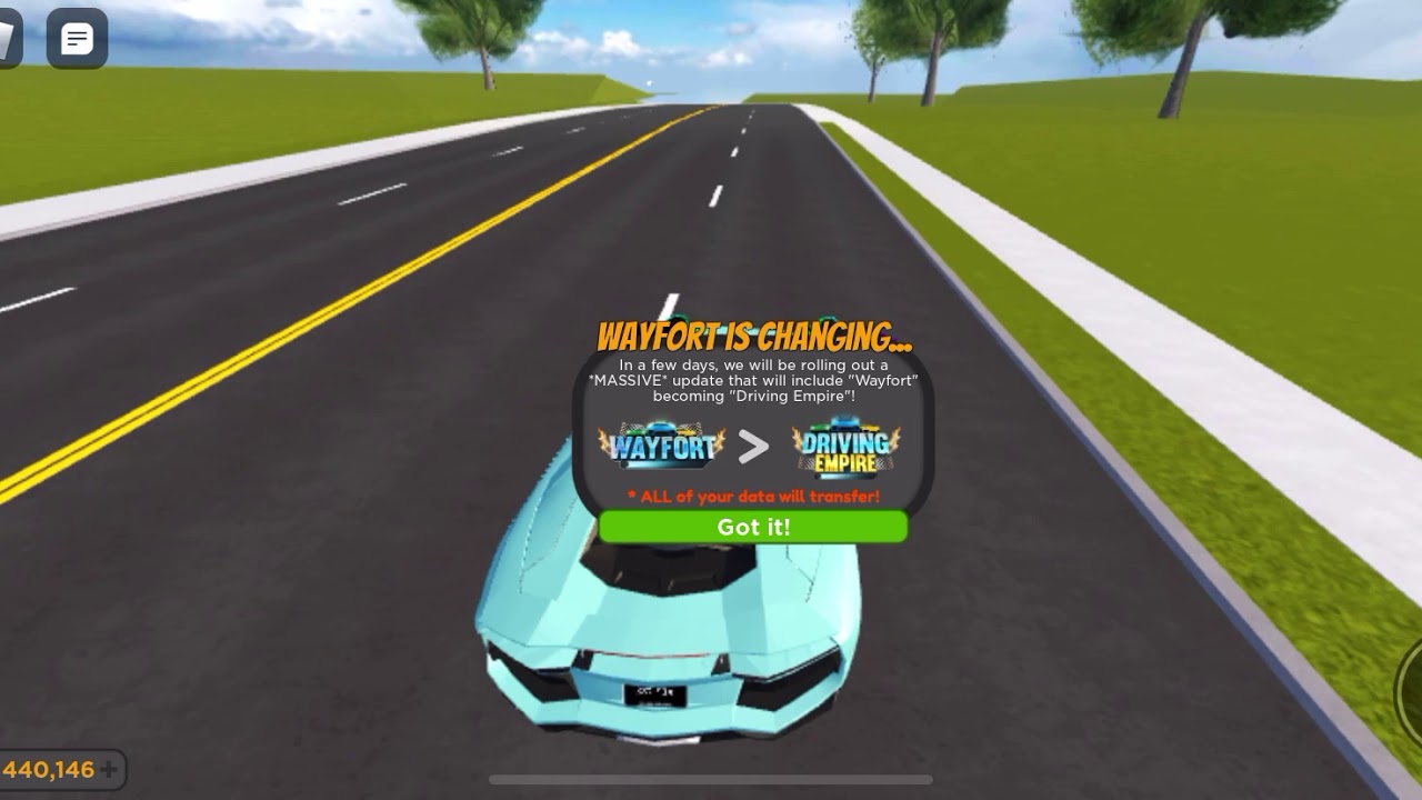 Wayfort is changing to driving empire :( oh no