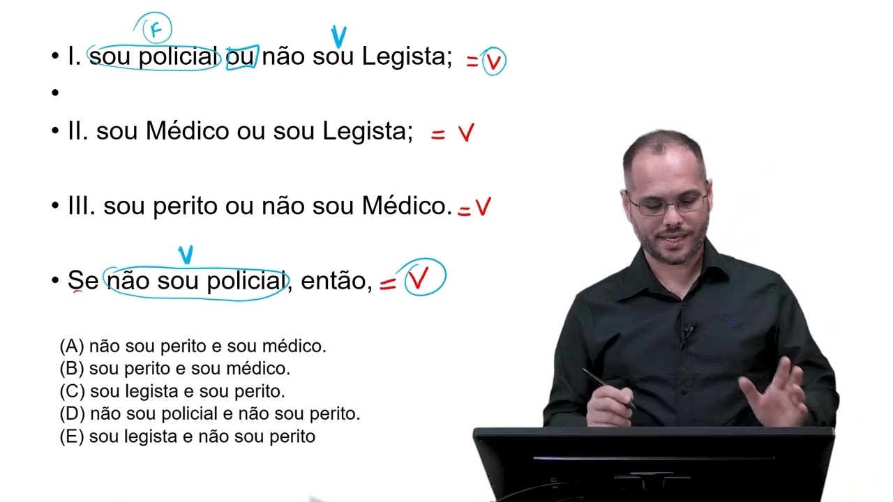 QUESTÕES RESOLVIDAS DE ARGUMENTAÇÃO LÓGICA DA BANCA INSTITUTO AOCP #1  PROFESSOR FAGNER