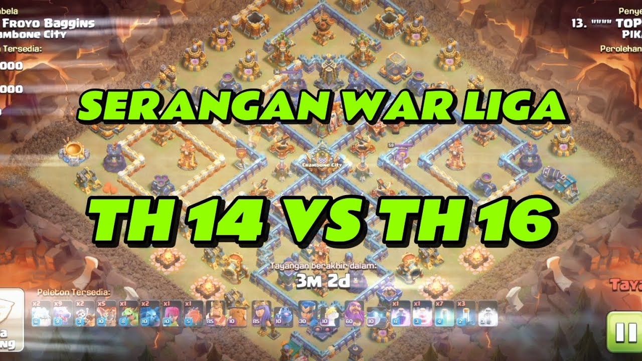 3 ⭐.TH 14 VS TH 16.MODE WAR LIGA 🔥