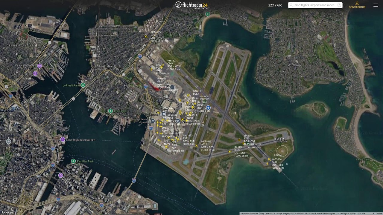 Boston Logan KBOS Flightradar24 Livestream with Live Air Traffic Control 11/02/2026