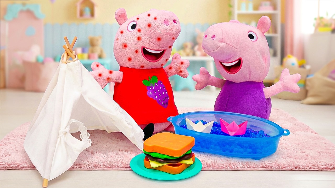 La randonnée des jouet interrompue par une allergie. Jeux avec jouets