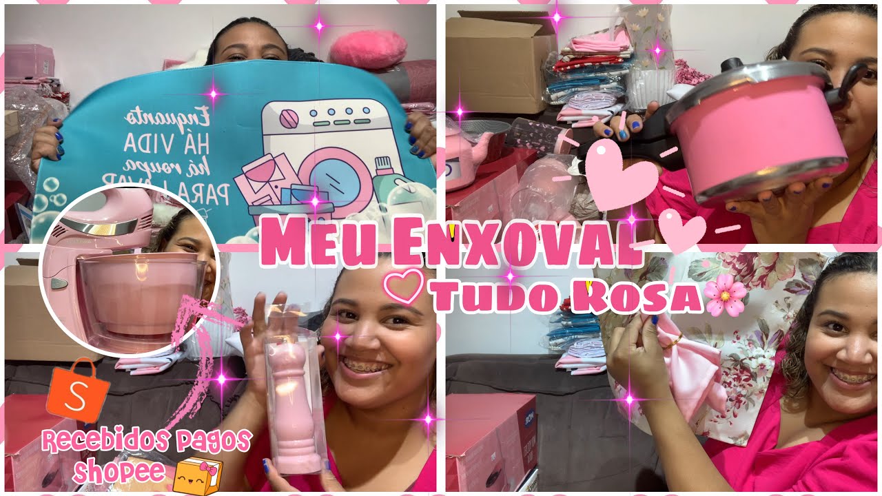 MEU ENXOVAL DE CASA NOVA ROSA| COMPRINHAS NA SHOPEE| Utens&iacute;lios e muitos mais fofo e rosa🩷