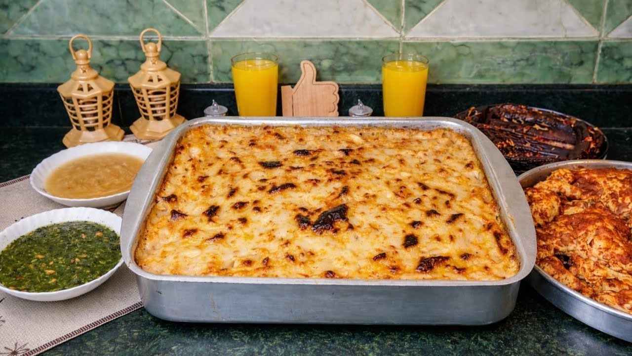 فطار رمضانى لذيذ 🌙😋اسهل واطعم صينية مكرونه بالبشاميل 🔥 تشرف اي عزومه 👍💯