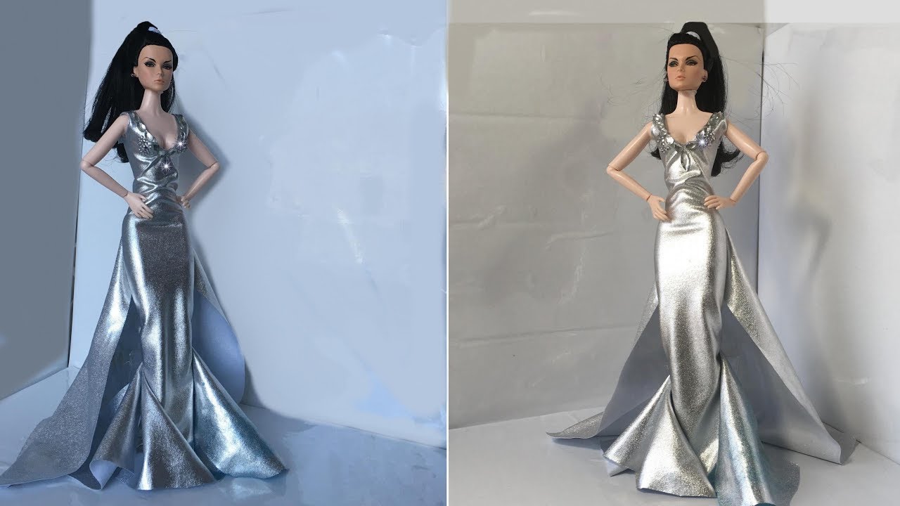 Make a fast dress for Fashion Royalty Barbie Dispaly dolls.