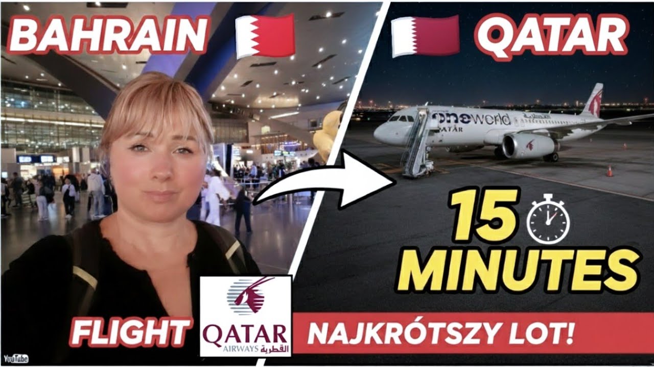 🇧🇭 Najkrótszy na świecie lot QATAR AIRWAYS - 15 minut! BAHRAIN - DOHA - NA WESOŁO Z MUZYKĄ NA ŻYWO!