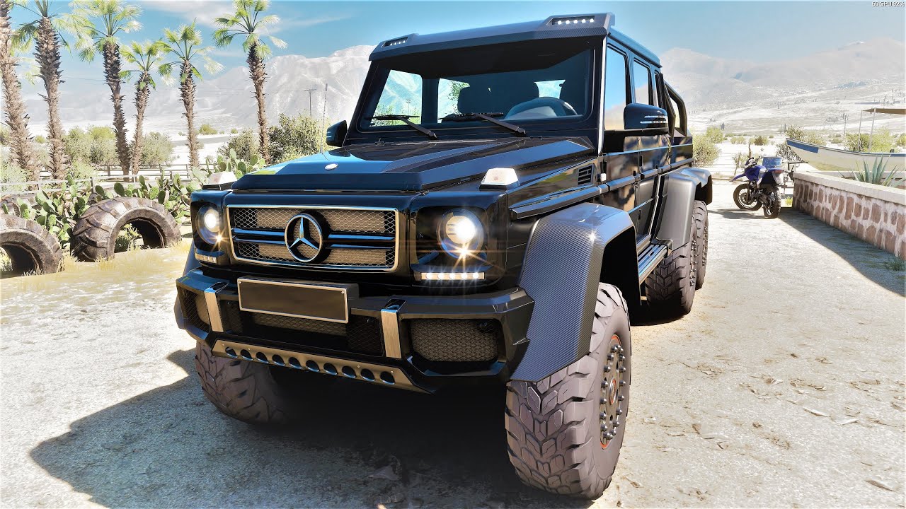 Forza Horizon 5 . Mercedes-Benz G 63 AMG 6X6 2014 . Car Show Speed Jump Crash Test Drive .