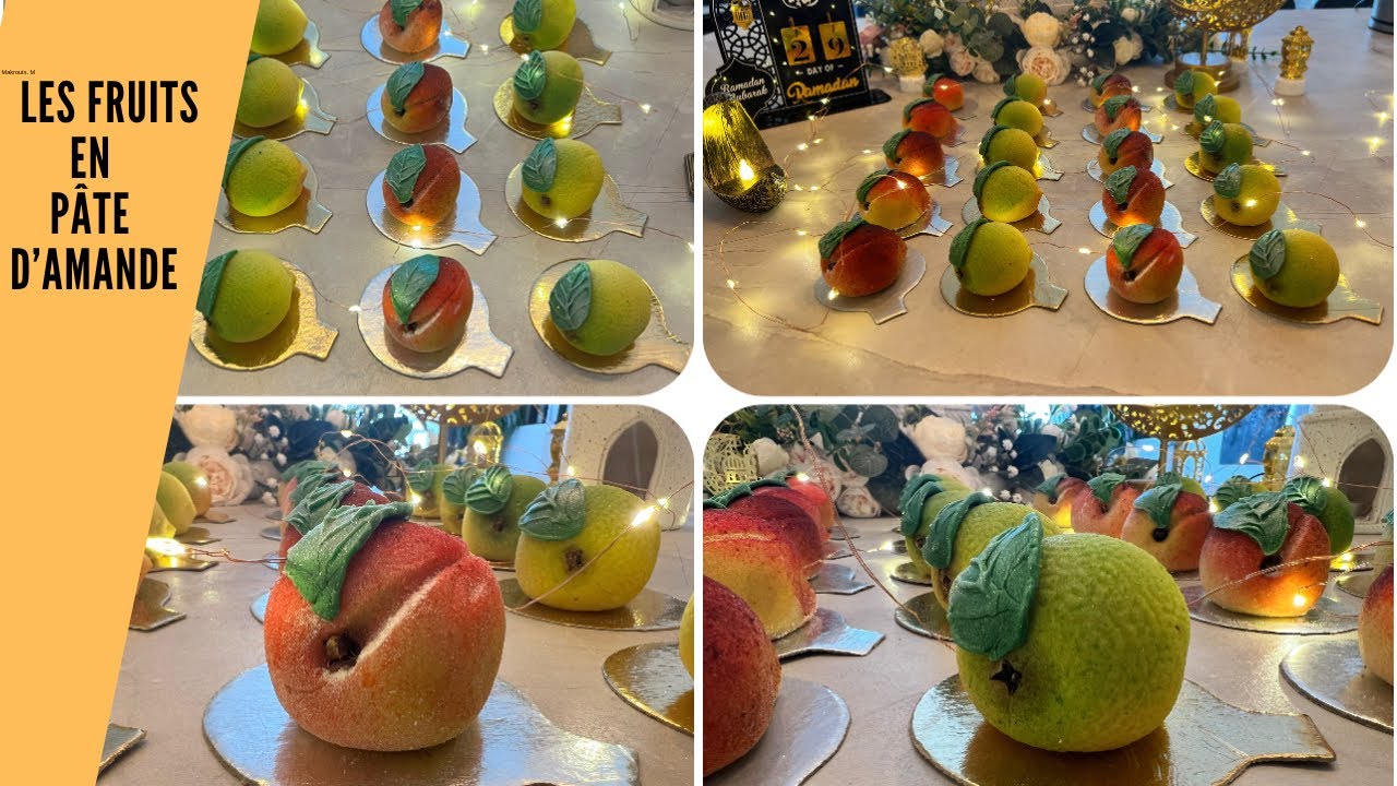 RECETTE LES FRUITS EN PÂTE D 'AMANDE : LE CITRON 🍋 et LA PÊCHE 🍑 الفاكية بعجينة اللوز القارص و الخوخ