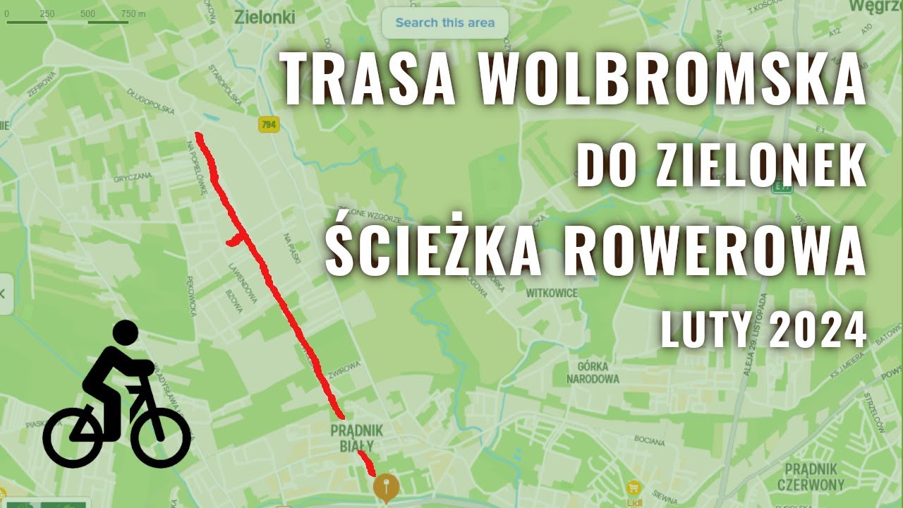 Kraków Trasa Wolbromska ścieżka rowerowa rowerem do Zielonek luty 2024