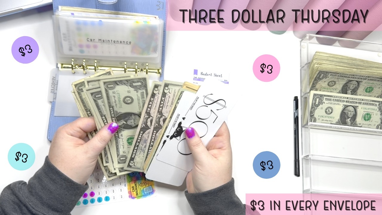 $3 Thursday | Last One in February | Stuffing Sinking funds | Cash Stuffing | ADHD Brain