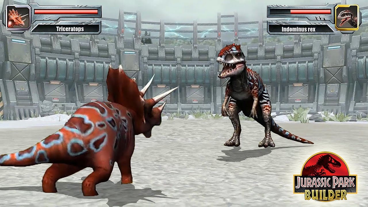 TRICERATOPS VS INDOMINUS REX - JURASSIC DINOSAUR TOURNAMENT || JURASSIC PARK BUILDER