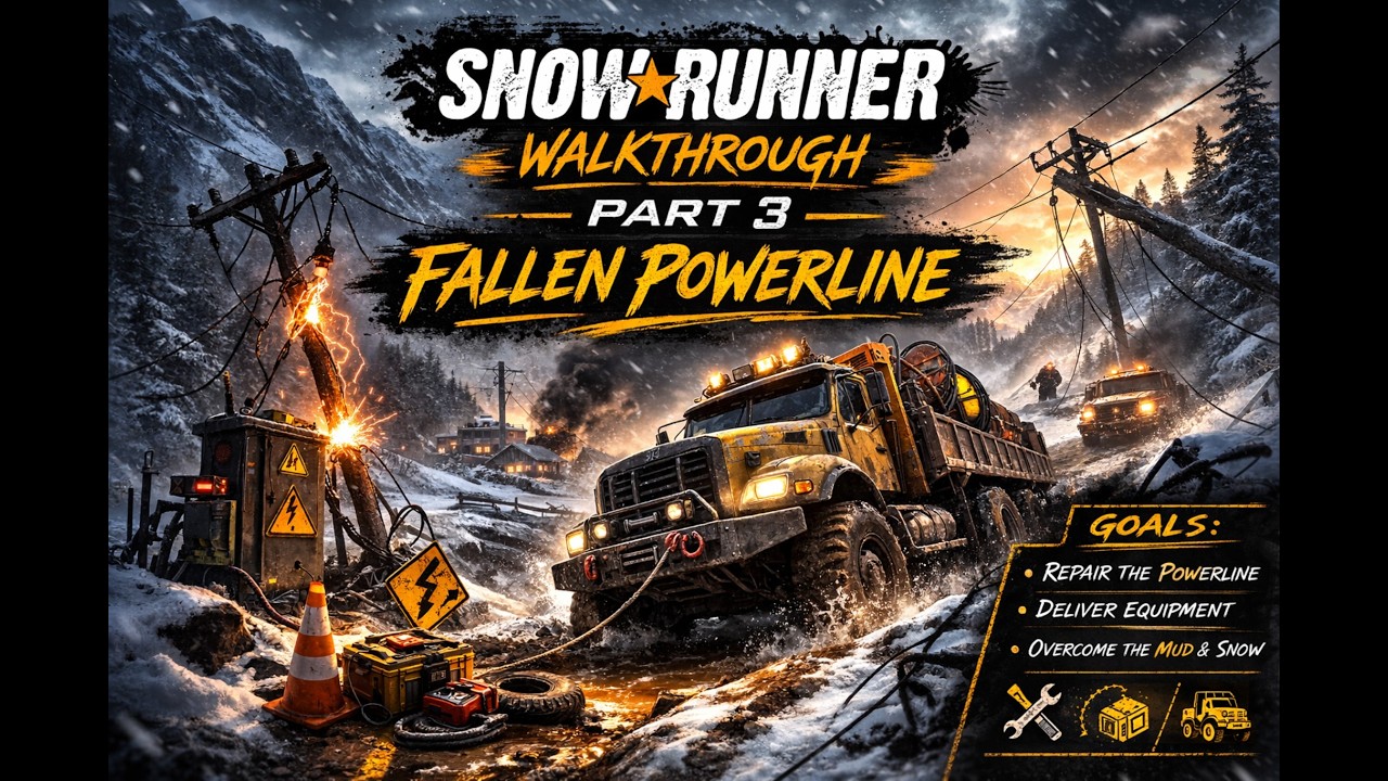 SNOWRUNNER Gameplay Walkthrough Part 3 - Fallen Powerline