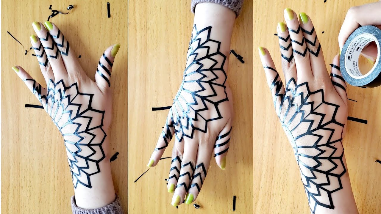 حنه شرائط سودانية رائعة  اشكال هندسية  مبسطة use the tape to make this unique😍  Sudanese Henna