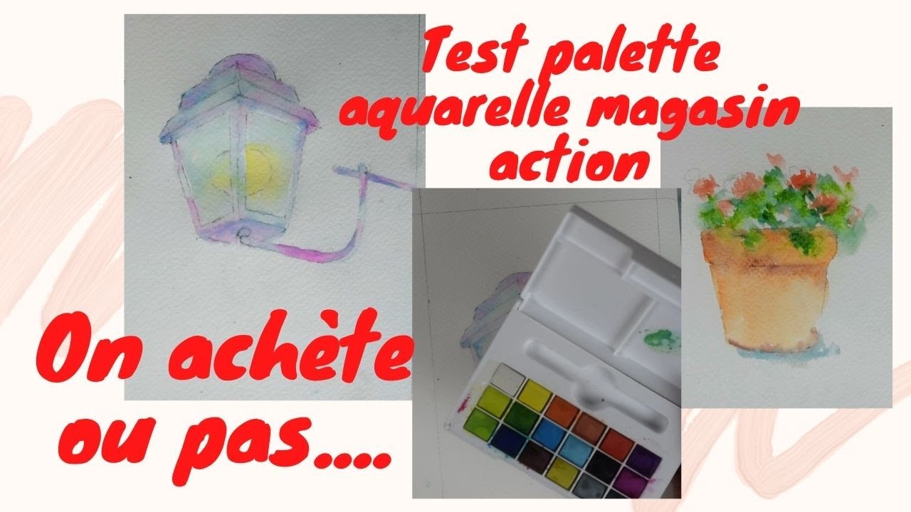 AQUARELLE ET TEST D'UNE PALETTE AQUARELLE PAS CHER  18 COULEURS