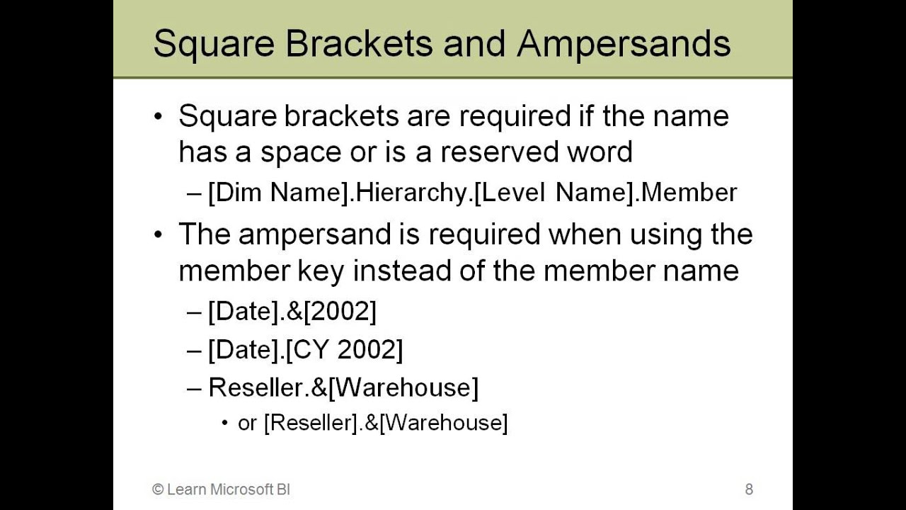MDX 101   MDX Basics and Structure