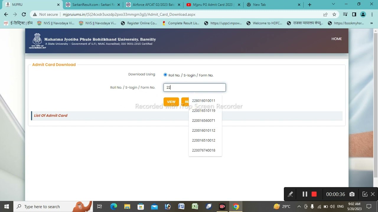 MJPRU PG ADMIT CARD PROBLEM