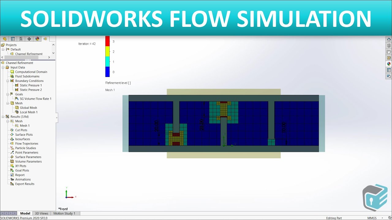 SOLIDWORKS Flow Simulation - Local Mesh (Channel refinement)