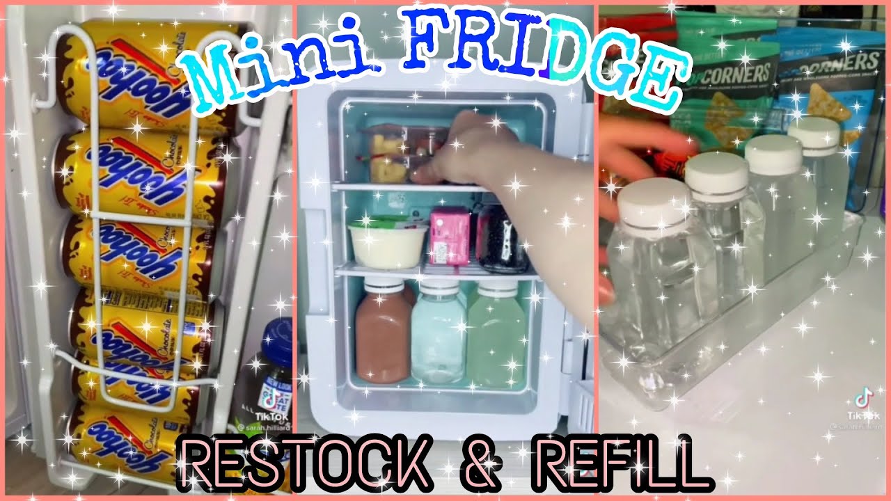 MINI FRIDGE RESTOCK & REFILL ASMR 🍋🍑 ft. Fridge Drinks, Snacks & Sodas | Tiktok Compilation finds.