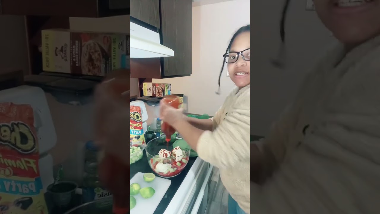 Making the hot Cheeto salad!!
