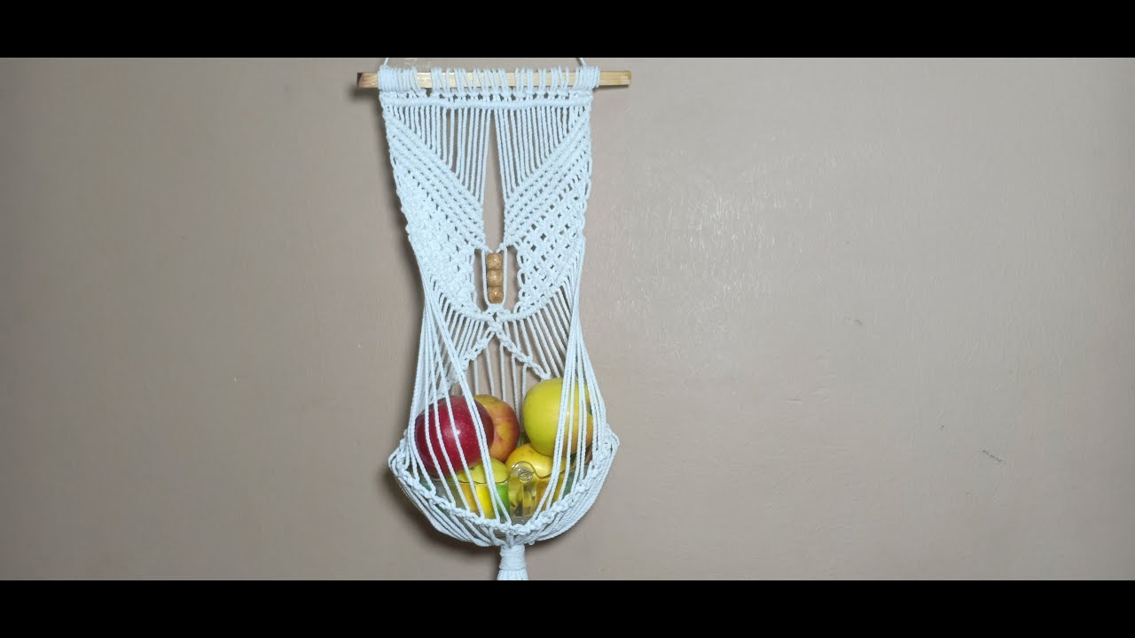طريقة عمل حامل فواكه او زرع او منزل للقطة بالمكرمية - HOW TO MAKE A MACRAME FRUIT HANGER