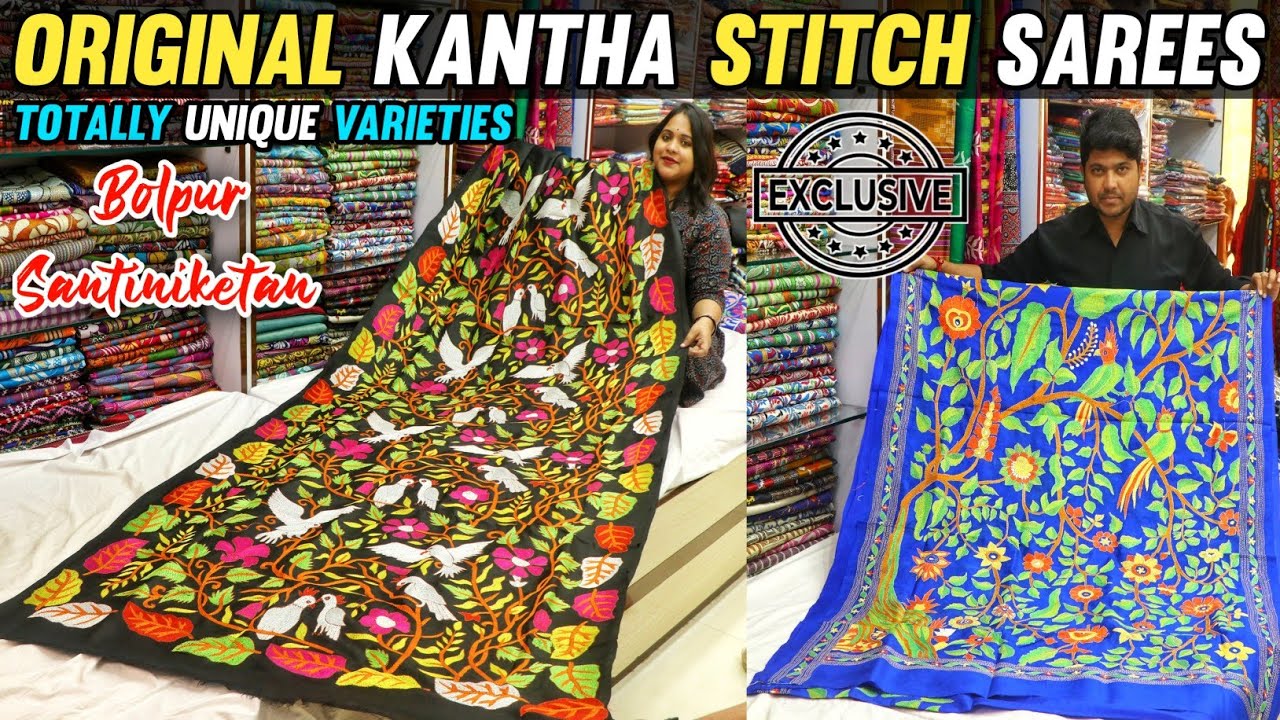 Pure Hand Kantha Stitch / Gujrati Stitch / Pure Gachi Tussar Silk Mark Certified | Barsha Silpayan