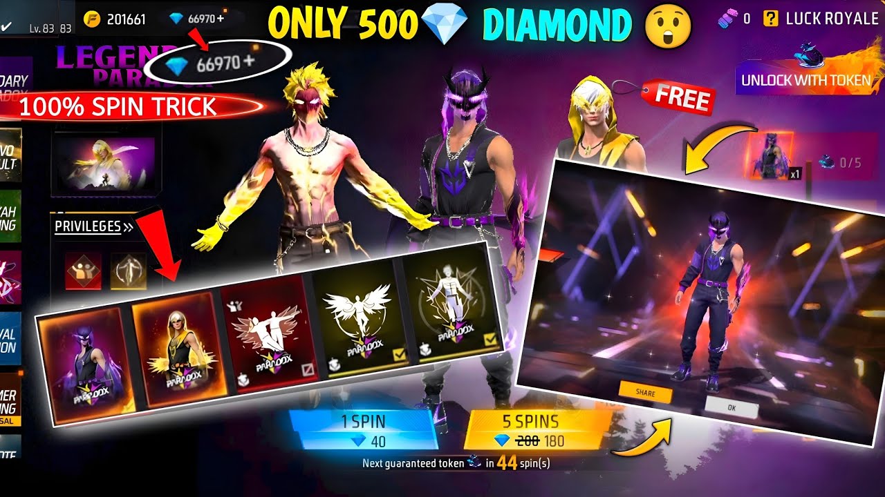 ONLY 500💎Trick💥 New Legendary Paradox Bundle Event😱| free fire new event|ff new event|new event ff