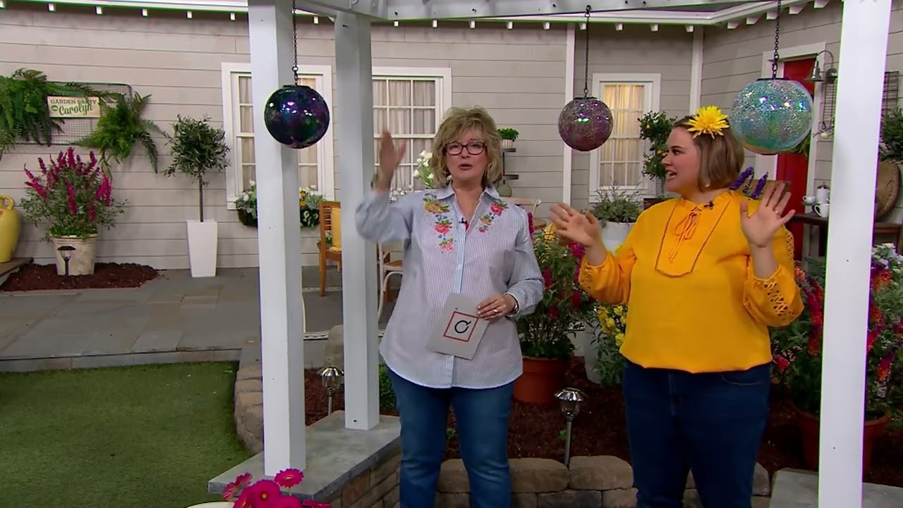 Marigold Illuminated Solar Powered Mosaic Glass Hanging Sphere on QVC