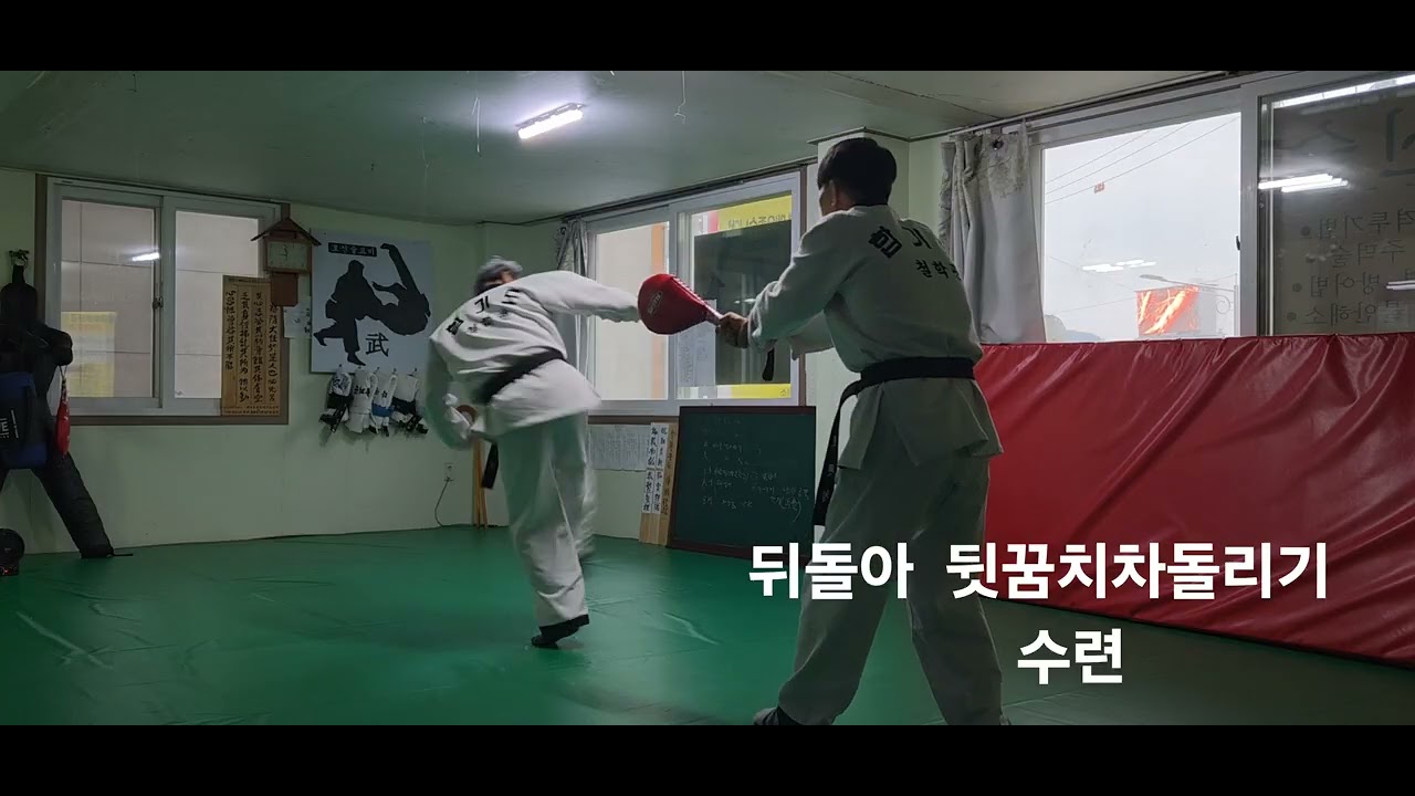 뒤돌아 뒷꿈치차돌리기 수련 修練