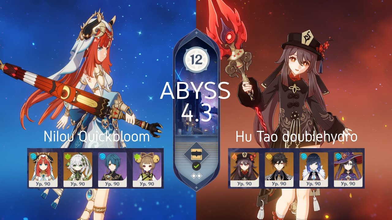 C0 Hu Tao Doublehydro & C0 Nilou Quickbloom | Genshin Impact 4.3 Abyss | Floor 12 9 Stars