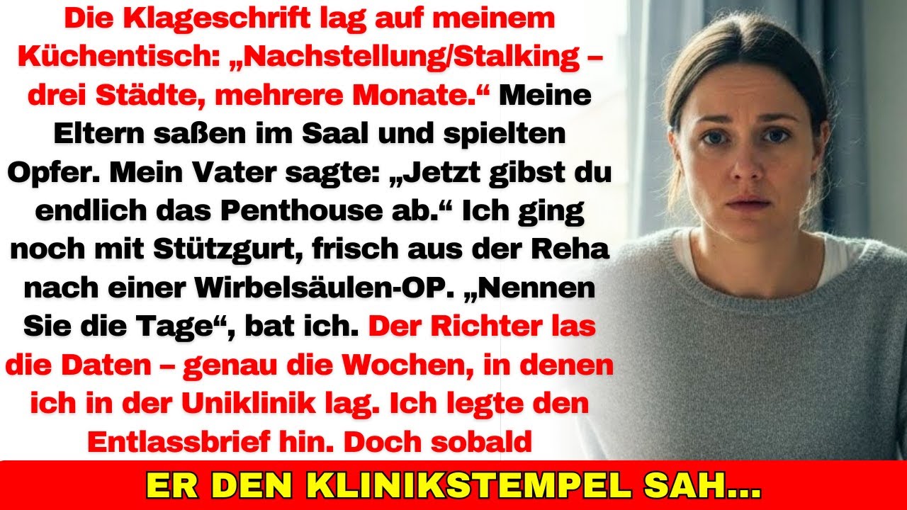 Meine Eltern verklagen mich wegen Stalking quer durch NRW—ich erhole mich nach Wirbelsäulen-OP…