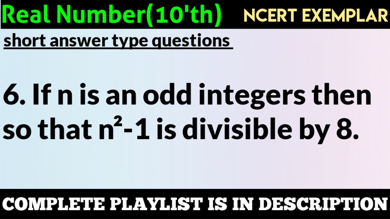 If n is an odd integers then so that n²-1 is divisible by 8 @edulover123
