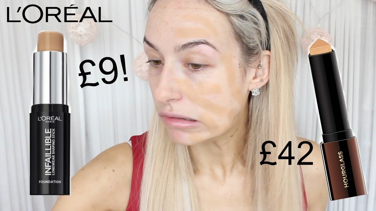 TESTING NEW LOREAL STICK FOUNDATION | 10 Hour WEAR TEST! HOURGLASS VANISH STICK DUPE??