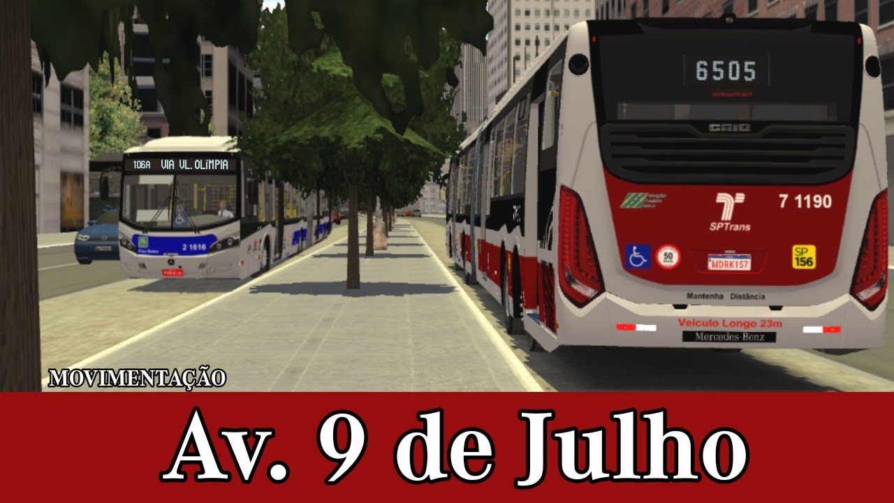 Movimentação de ônibus: Av 9 de Julho (Sentido Centro) - Proton Bus Simulator