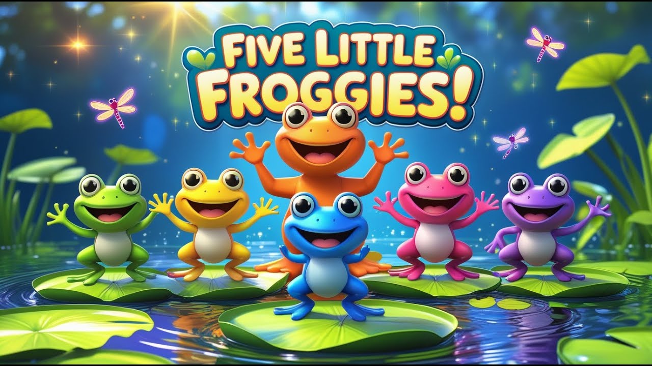 Five Little Froggies & Mama Frog 🐸🎶 | Cute Nursery Rhyme for Kids | Kids League TV