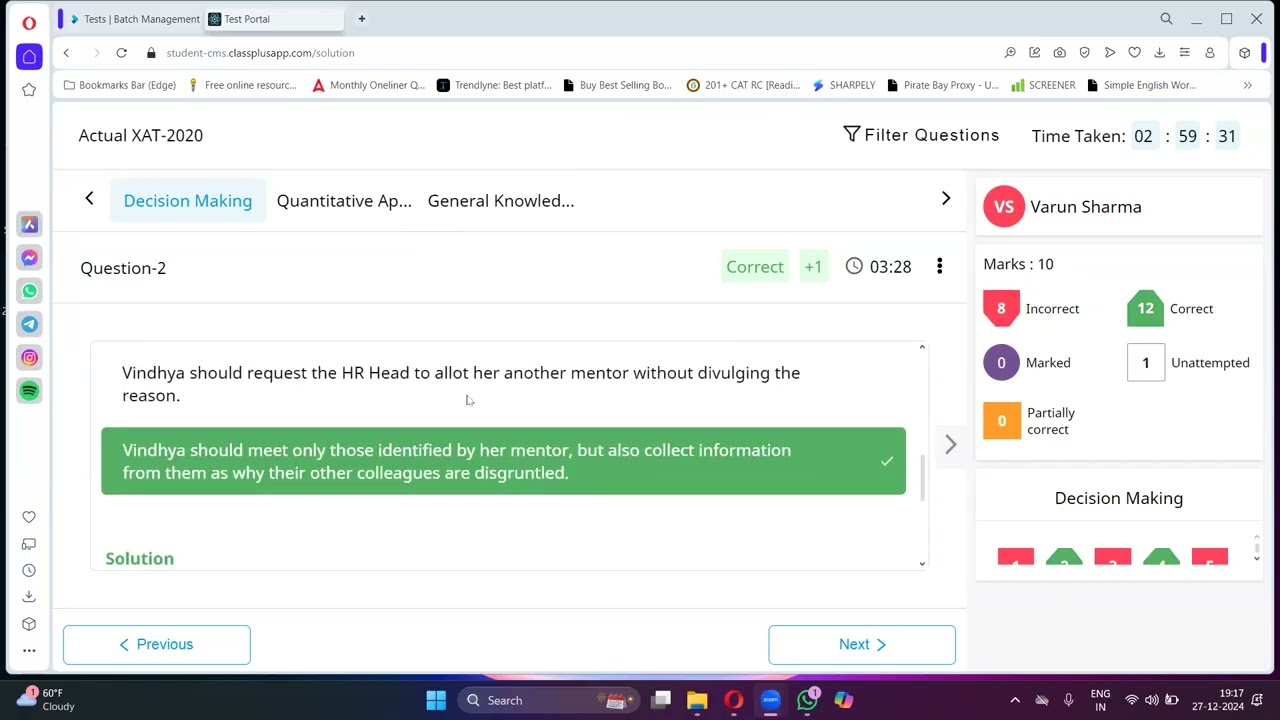 XAT 2020 (DM section)