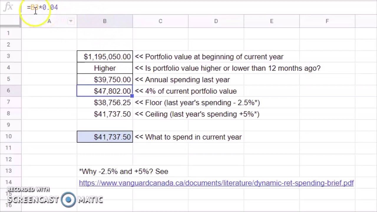Dynamic Retirement Spending Calculator Example